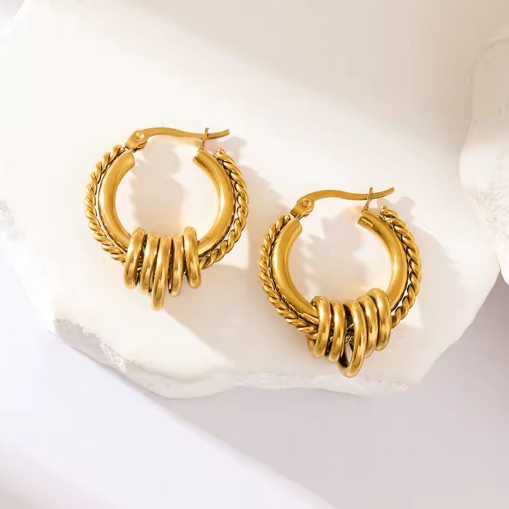 New 18k gold plated Orbita Interlock Hoops - Picture 3 of 3
